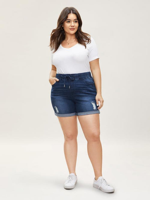 Stretchy Plus Size Denim Shorts